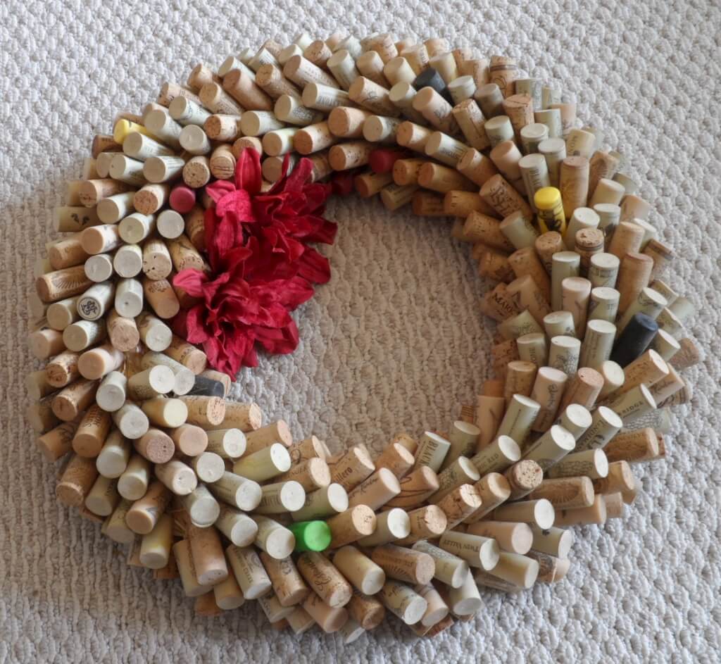 Wine cork wreath after the move