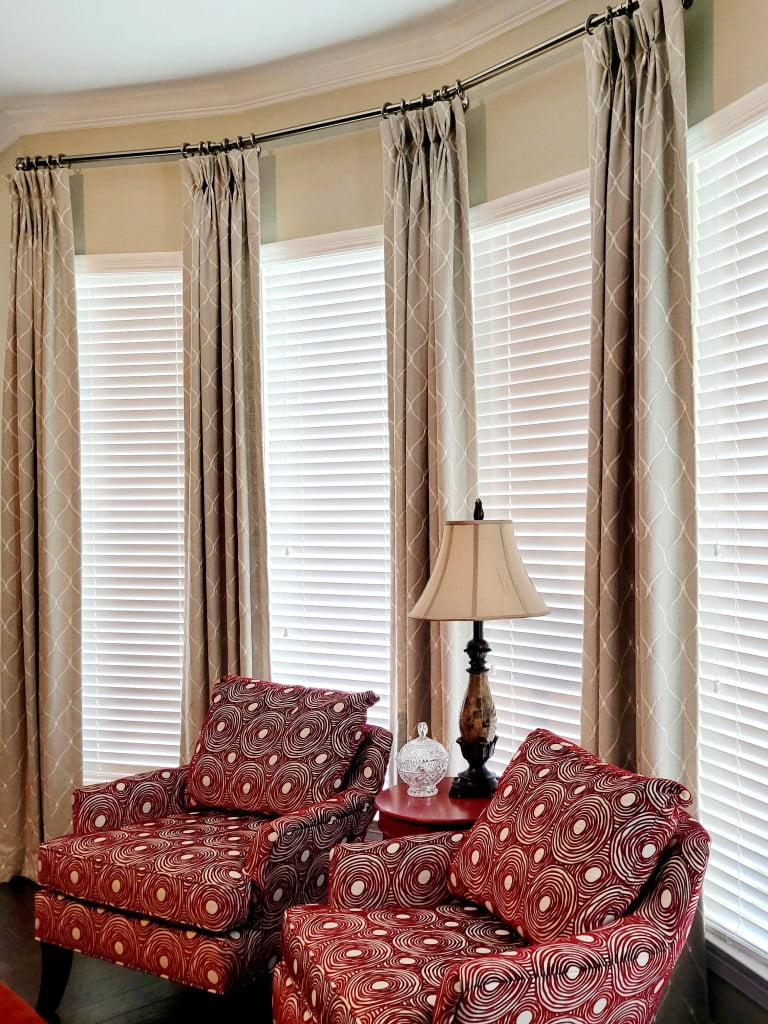 custom window treatments in a living room